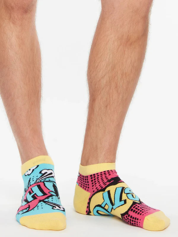 Comics Mismatched Ankle Socks- Pop Art Fun Design