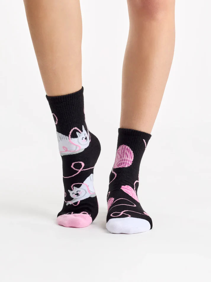 Cat & Ball Crew Socks
