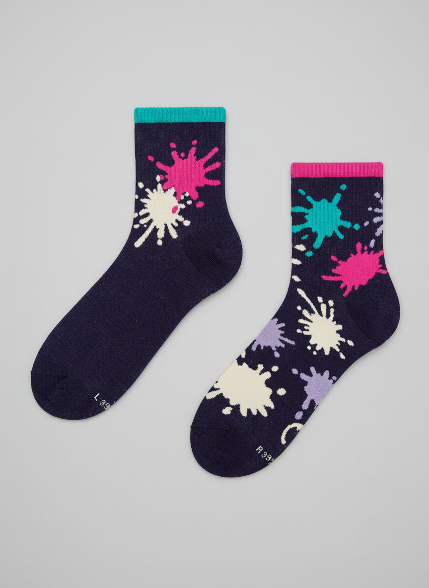 Colourful Splotches Crew Socks