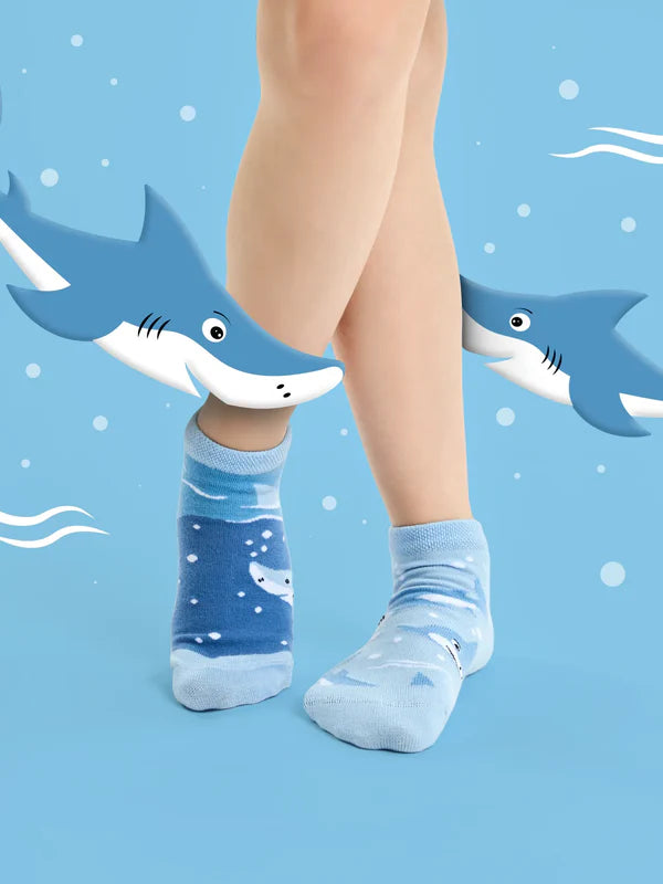 Grey Shark Kids Ankle Socks
