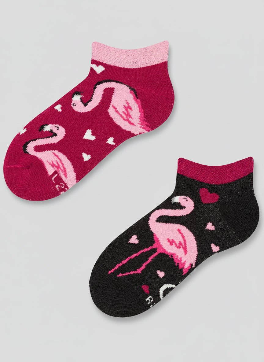Flamingos & Hearts Kids Ankle Socks