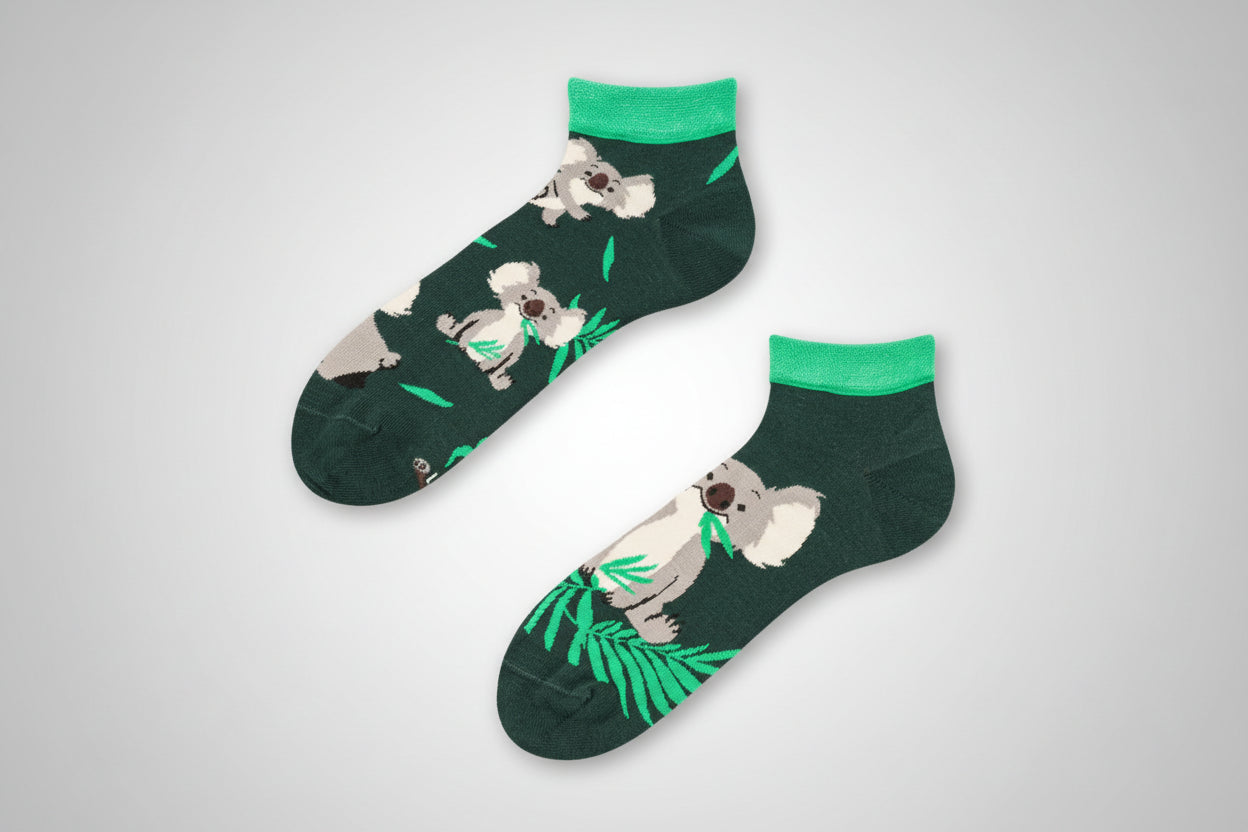 Koala & Leaves Ankle Socks- Nature Animal Design