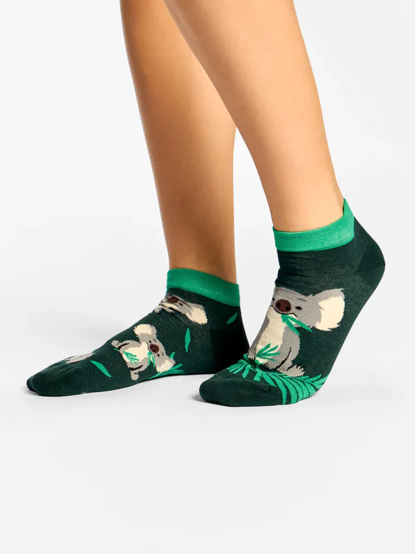 Koala & Leaves Ankle Socks- Nature Animal Design
