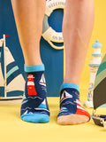 Lighthouse & Sailboats Ankle Socks- Nautical Design