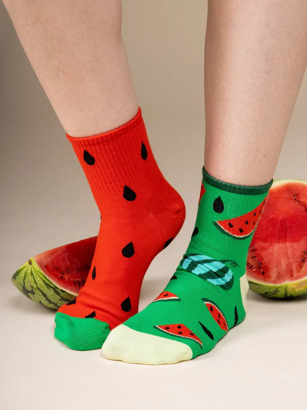 Watermelon Mismatched Socks- Fun Fruit Design